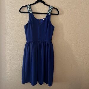 miami Blue Sweetheart Dress with Floral Straps